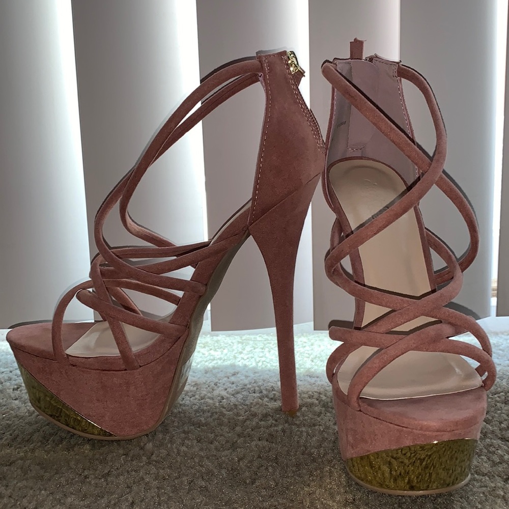 Champagne pink stiletto Lacey heels
